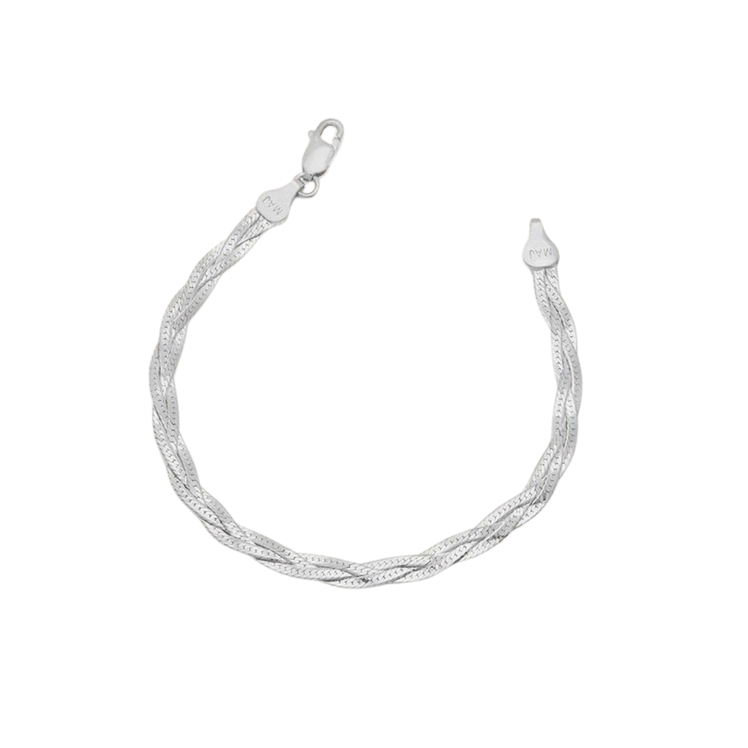 Bratara plata Herringbone impletita din argint 925 rodiat 6 mm Colier Lasardo Gioielli