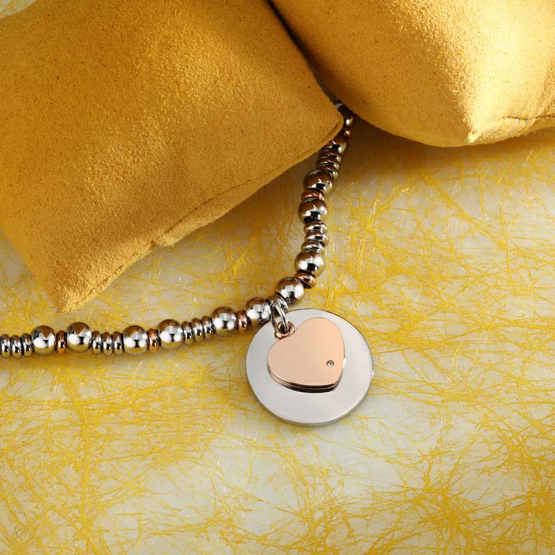 Bratara La Petite Story cu banut si inima rose gold Bratara Lasardo Gioielli