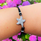 Bratara argint 925 rodiat cu stea de mare in diamante CZ albe micropave Bratara Lasardo Gioielli