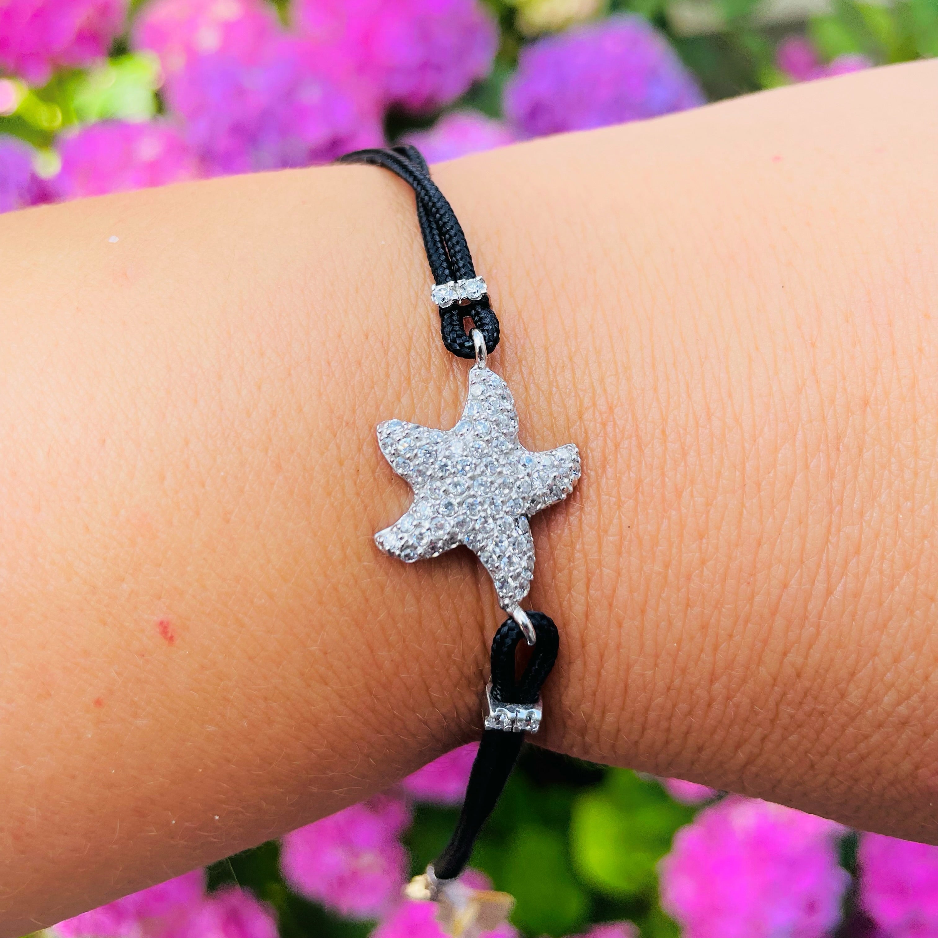 Bratara argint 925 rodiat cu stea de mare in diamante CZ albe micropave Bratara Lasardo Gioielli