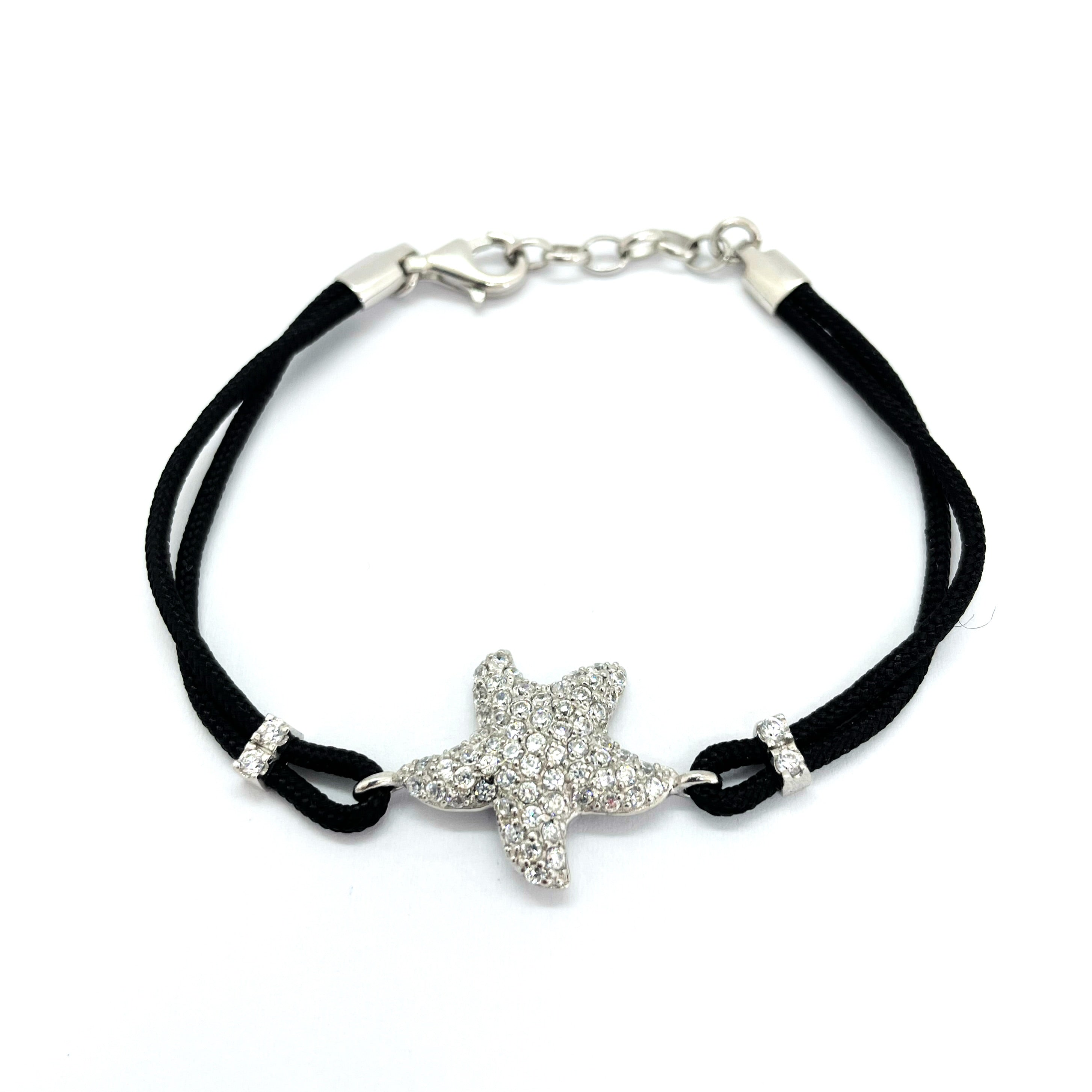 Bratara argint 925 rodiat cu stea de mare in diamante CZ albe micropave Bratara Lasardo Gioielli