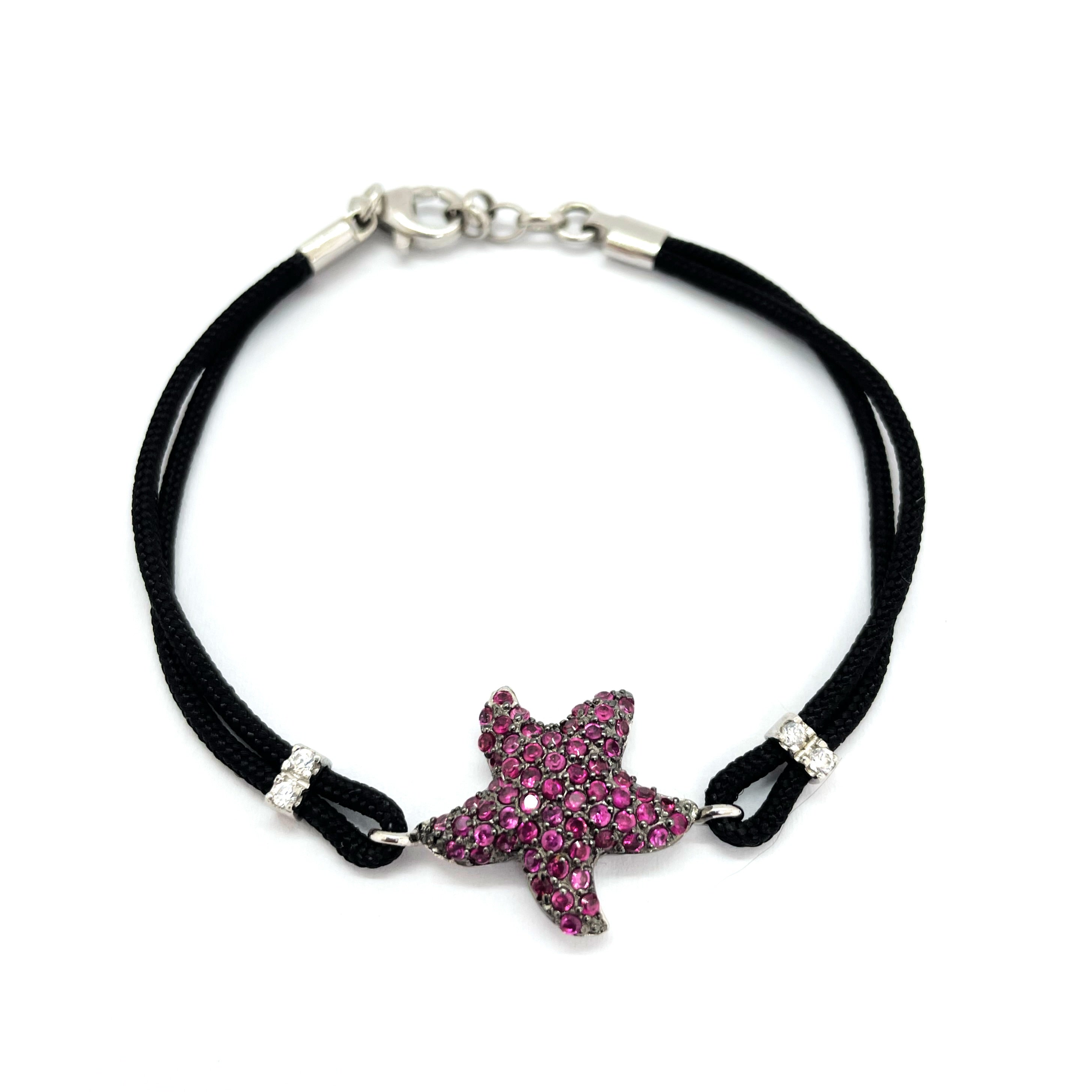 Bratara argint 925 rodiat cu stea de mare in diamante CZ albe micropave Bratara Lasardo Gioielli