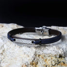 Bratara barbateasca Sector colectia Bandy piele neagra si albastra Bratara Lasardo Gioielli