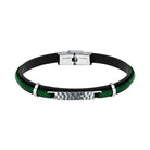 Bratara barbateasca Sector colectia Bandy piele neagra si verde Bratara Lasardo Gioielli