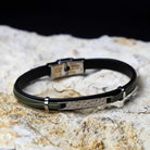 Bratara barbateasca Sector colectia Bandy piele neagra si verde Bratara Lasardo Gioielli