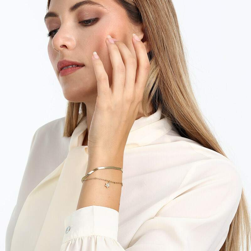 Bratara dubla aurie La Petite Story cu pandantiv stea Colier Lasardo Gioielli