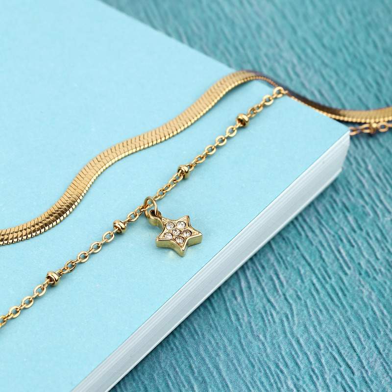 Bratara dubla aurie La Petite Story cu pandantiv stea Colier Lasardo Gioielli