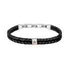 Bratara barbateasca Maserati din piele naturala neagra cu logo argintiu si rose gold Bratara Lasardo Gioielli