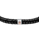 Bratara barbateasca Maserati din piele naturala neagra cu logo argintiu si rose gold Bratara Lasardo Gioielli