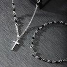 Bratara barbateasca Morellato cu cruce si diamante CZ negre Bratara Lasardo Gioielli