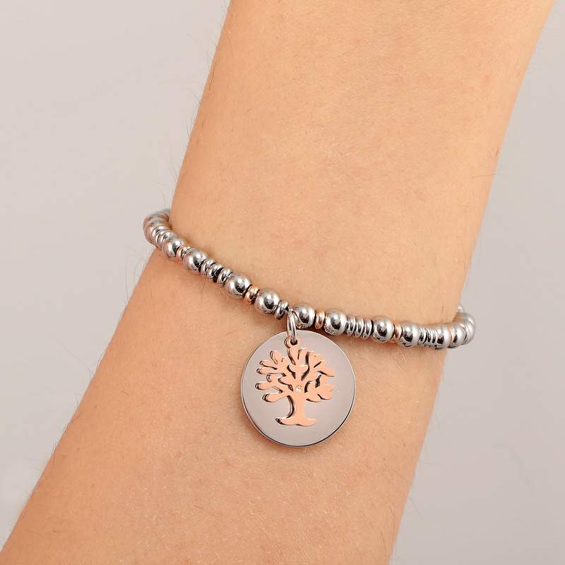 Bratara "Pomul Vietii" argintie cu elemente rose gold La Petite Story Colier Lasardo Gioielli