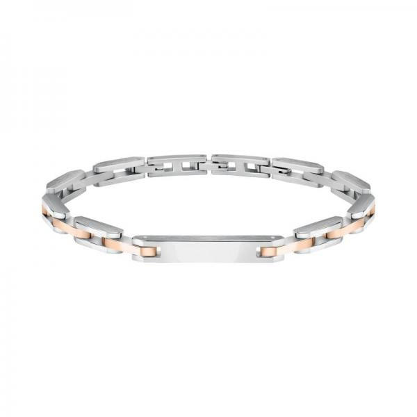 Bratara barbateasca Sector cu zale argintii si elemente rose gold Bratara Lasardo Gioielli