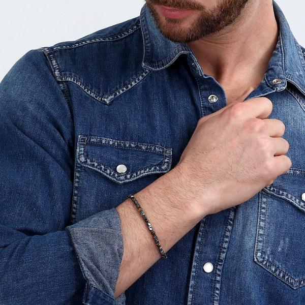 Bratara barbateasca Sector cu hematite si ochi de tigru Bratara Lasardo Gioielli