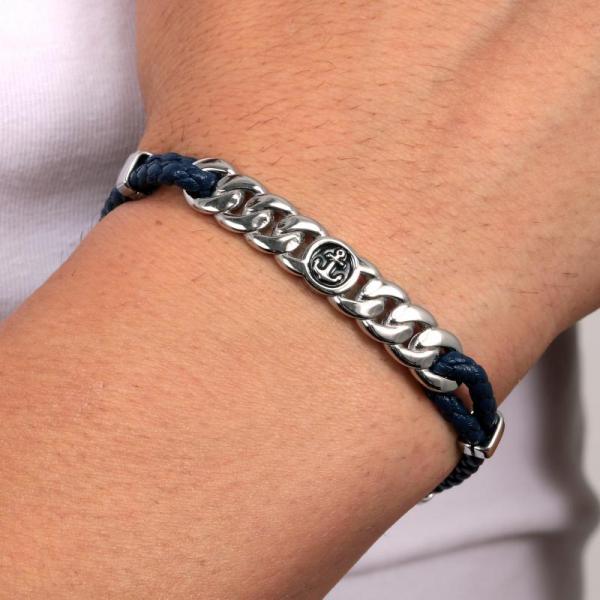 Bratara barbateasca Sector cu piele naturala albastra Bratara Lasardo Gioielli