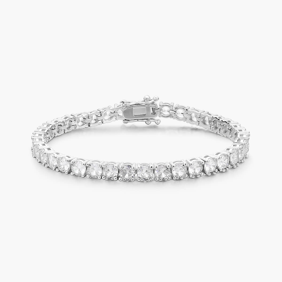 Bratara Tennis Argint 925 Rodiat 0.4 cm cu Diamante CZ Albe Round Cut Bratara Lasardo Gioielli