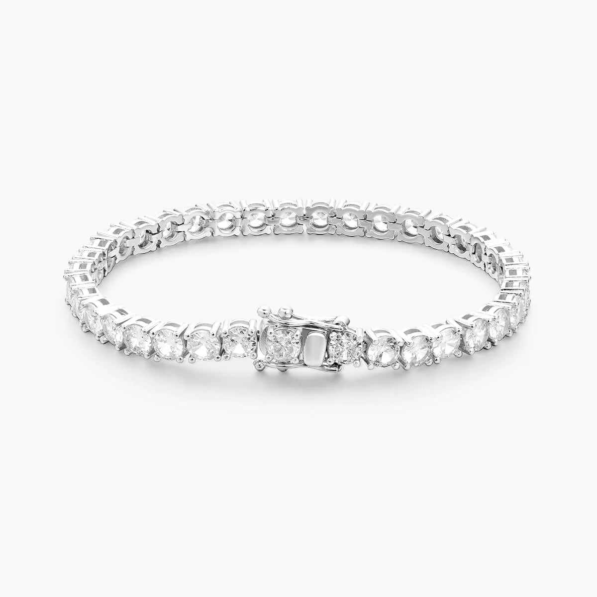 Bratara Tennis Argint 925 Rodiat 0.4 cm cu Diamante CZ Albe Round Cut Bratara Lasardo Gioielli