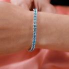 Bratara Tennis din argint 925 rodiat cu acvamarin Asscher Cut 4mm Bratara Lasardo Gioielli