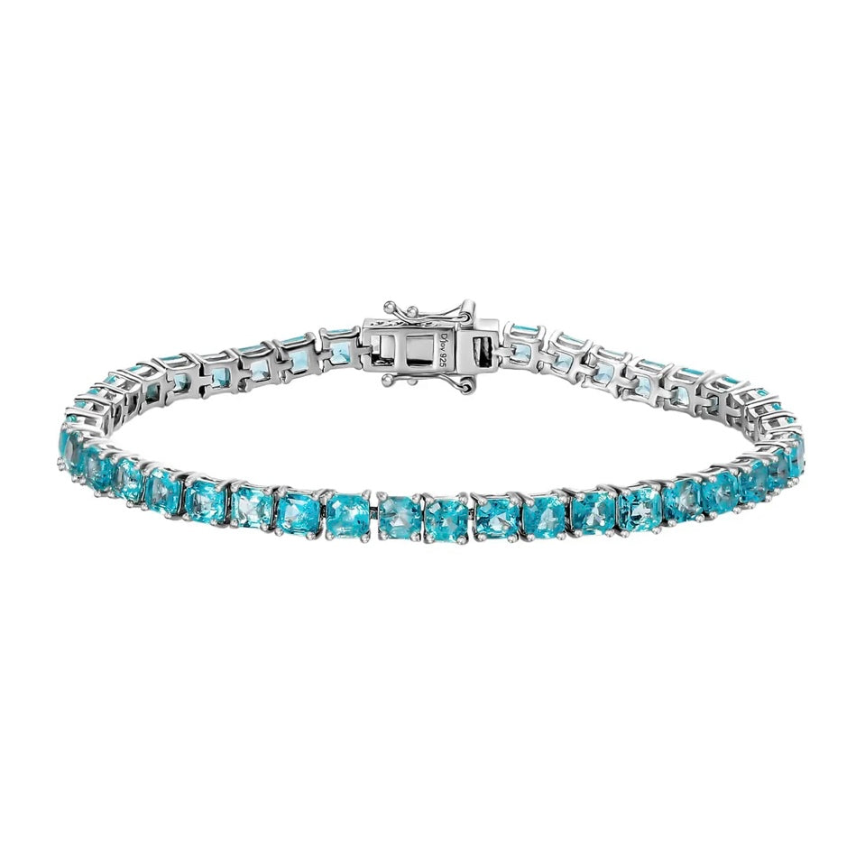 Bratara Tennis din argint 925 rodiat cu acvamarin Asscher Cut 4mm Bratara Lasardo Gioielli