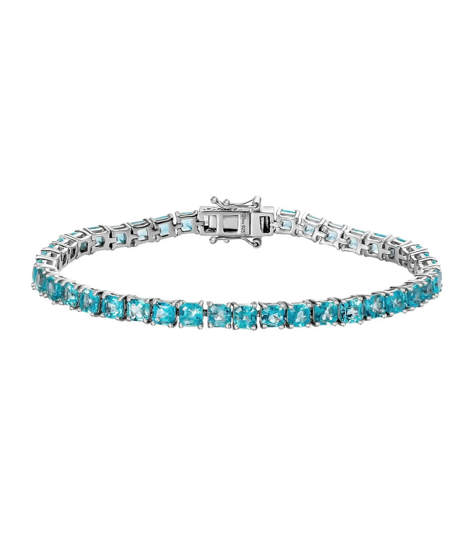 Bratara Tennis din argint 925 rodiat cu acvamarin Asscher Cut 4mm Bratara Lasardo Gioielli
