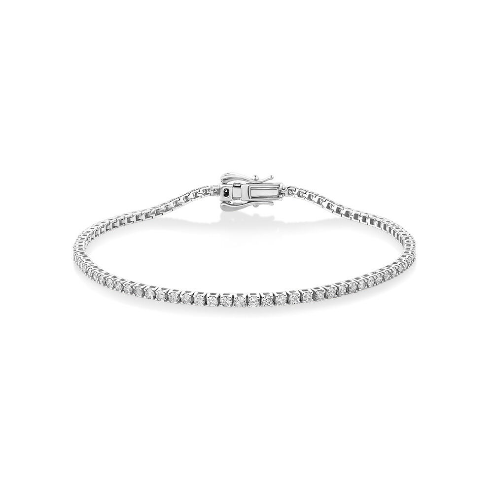 Bratara Tennis Argint 925 Rodiat 2,5 mm cu Diamante CZ Albe Round Cut 16 cm Bratara Lasardo Gioielli