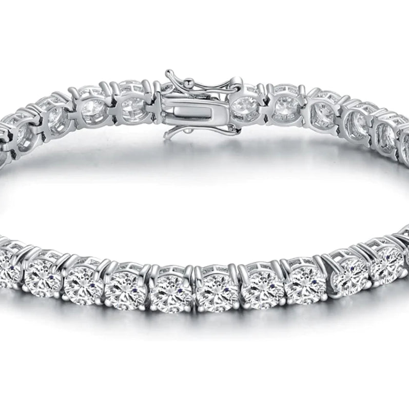 Bratara Tennis Argint 925 Rodiat 0.5 cm cu Diamante CZ Albe Round Cut Bratara Lasardo Gioielli