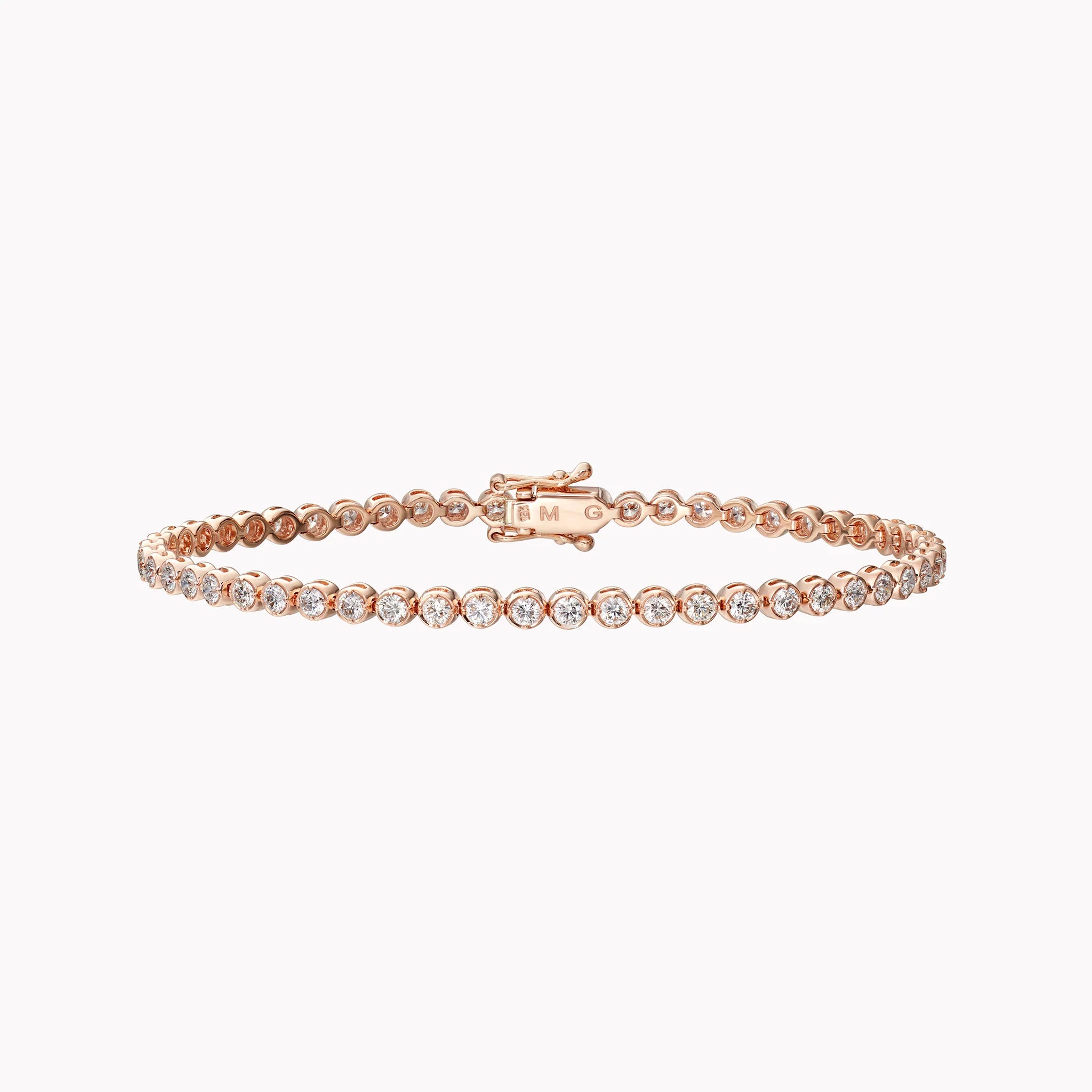 Bratara Tennis Argint 925 Rodiat Rose Gold 0.2 mm cu Diamante Cubic Zirconia Albe Cipollina Cut Bratara Lasardo Gioielli