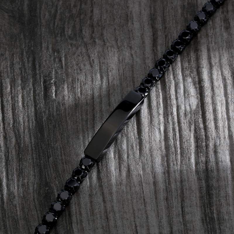 Bratara Tennis barbateasca Sector cu Diamante CZ negre si placuta Bratara Lasardo Gioielli