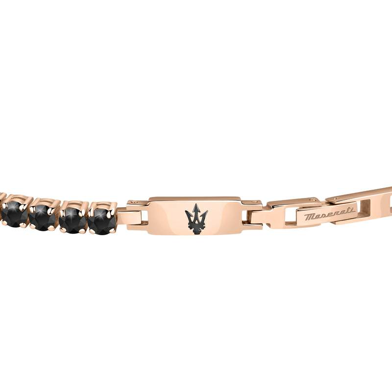 Bratara Tennis barbateasca Maserati din otel inoxidabil rodiat rose gold cu Diamante CZ negre Bratara Lasardo Gioielli