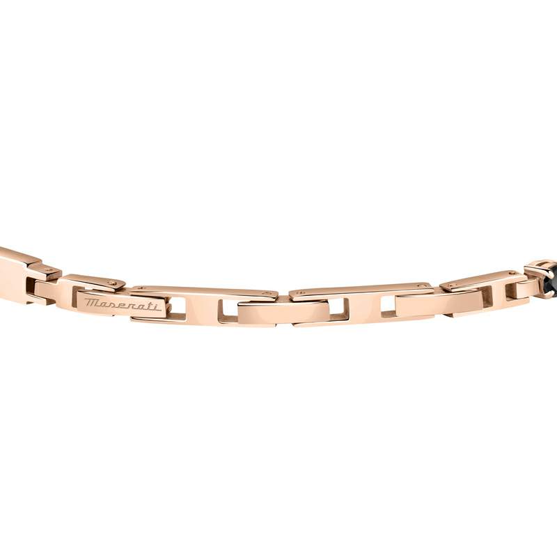Bratara Tennis barbateasca Maserati din otel inoxidabil rodiat rose gold cu Diamante CZ negre Bratara Lasardo Gioielli