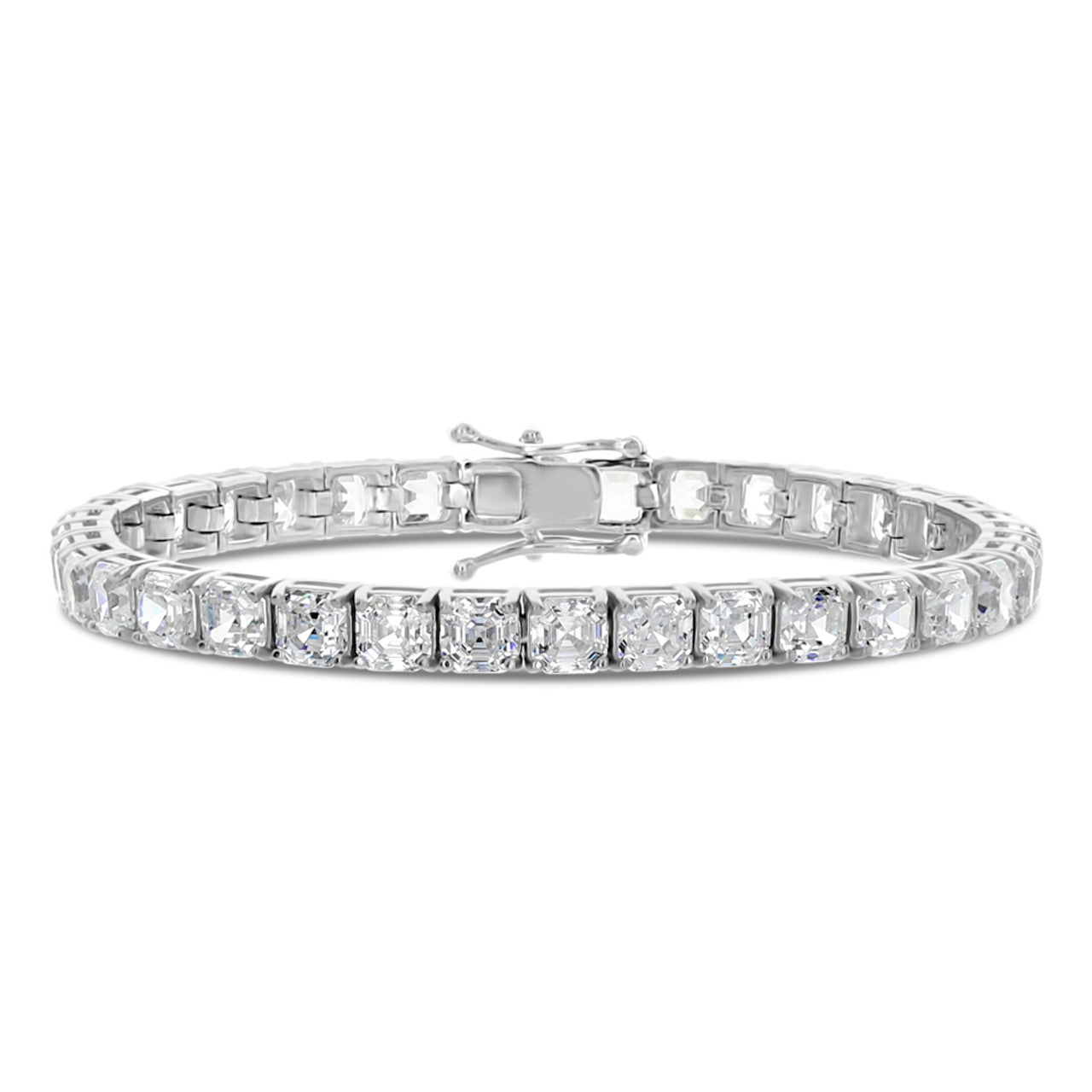 Bratara Tennis din argint 925 rodiat cu pietre Moissanite Asscher Cut 4mm Bratara Lasardo Gioielli