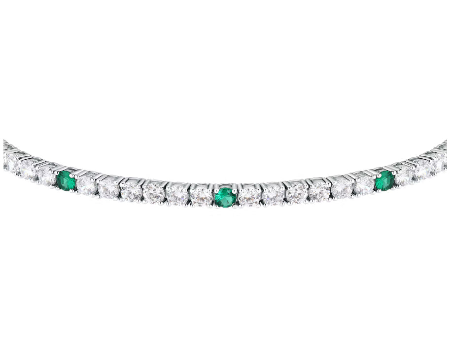 Bratara Tennis din Argint 925 Rodiat 2 mm cu Smaralde si Diamante CZ Albe Bratara Lasardo Gioielli