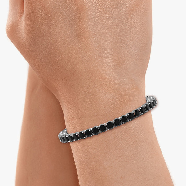 Bratara Tennis Argint 925 Rodiat Argintiu 0.6 cm cu Diamante CZ Negre Round Cut Bratara Lasardo Gioielli