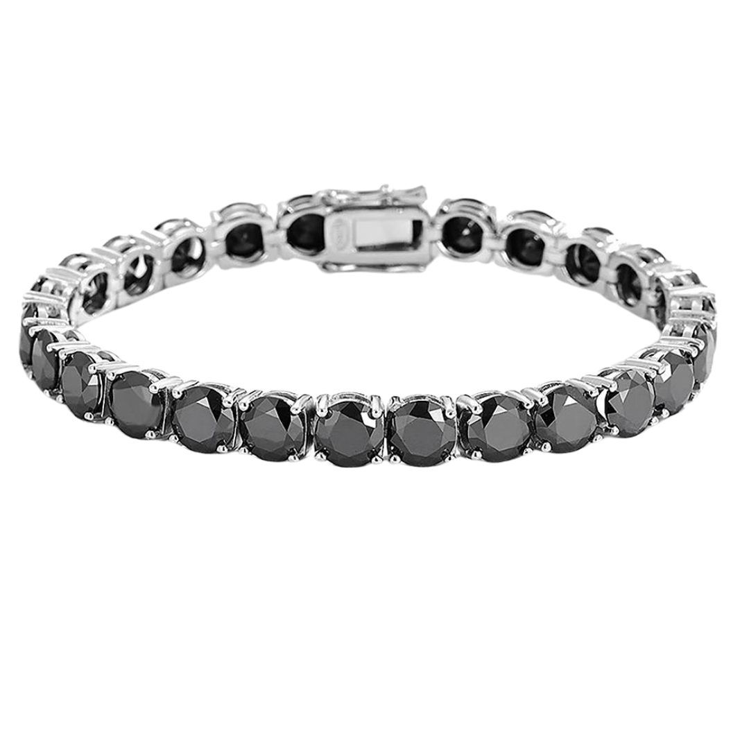Bratara Tennis Argint 925 Rodiat Argintiu 0.6 cm cu Diamante CZ Negre Round Cut Bratara Lasardo Gioielli