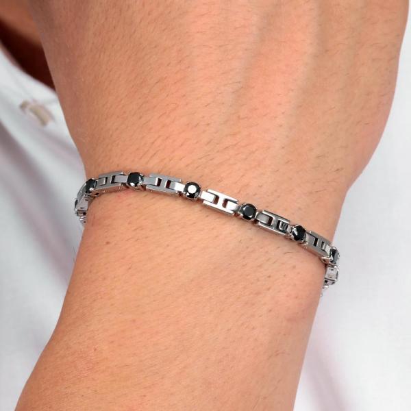 Bratara barbateasca Sector cu diamante CZ negre Bratara Lasardo Gioielli