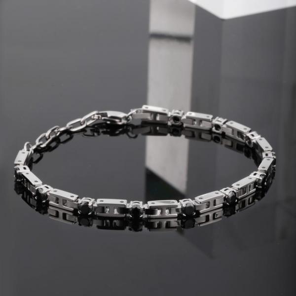 Bratara barbateasca Sector cu diamante CZ negre Bratara Lasardo Gioielli