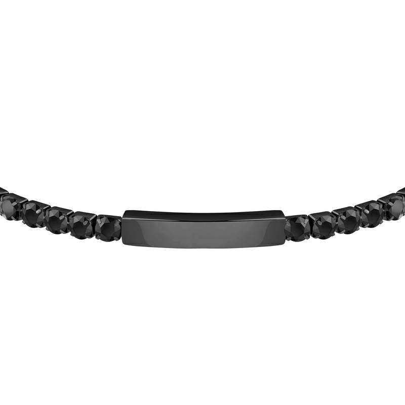 Bratara Tennis barbateasca Sector cu Diamante CZ negre si placuta Bratara Lasardo Gioielli