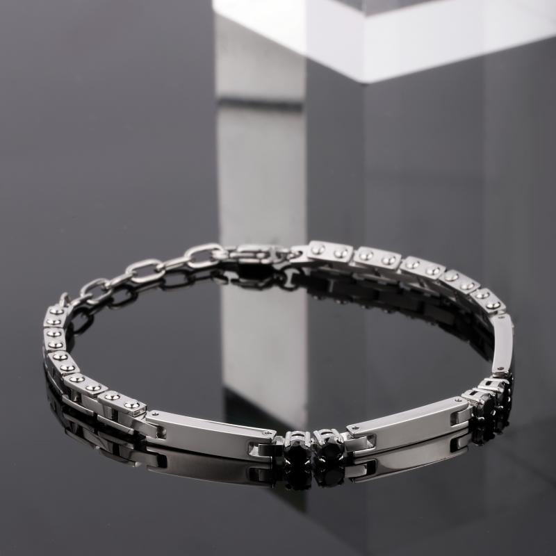 Bratara barbateasca Sector cu diamante CZ negre Bratara Lasardo Gioielli