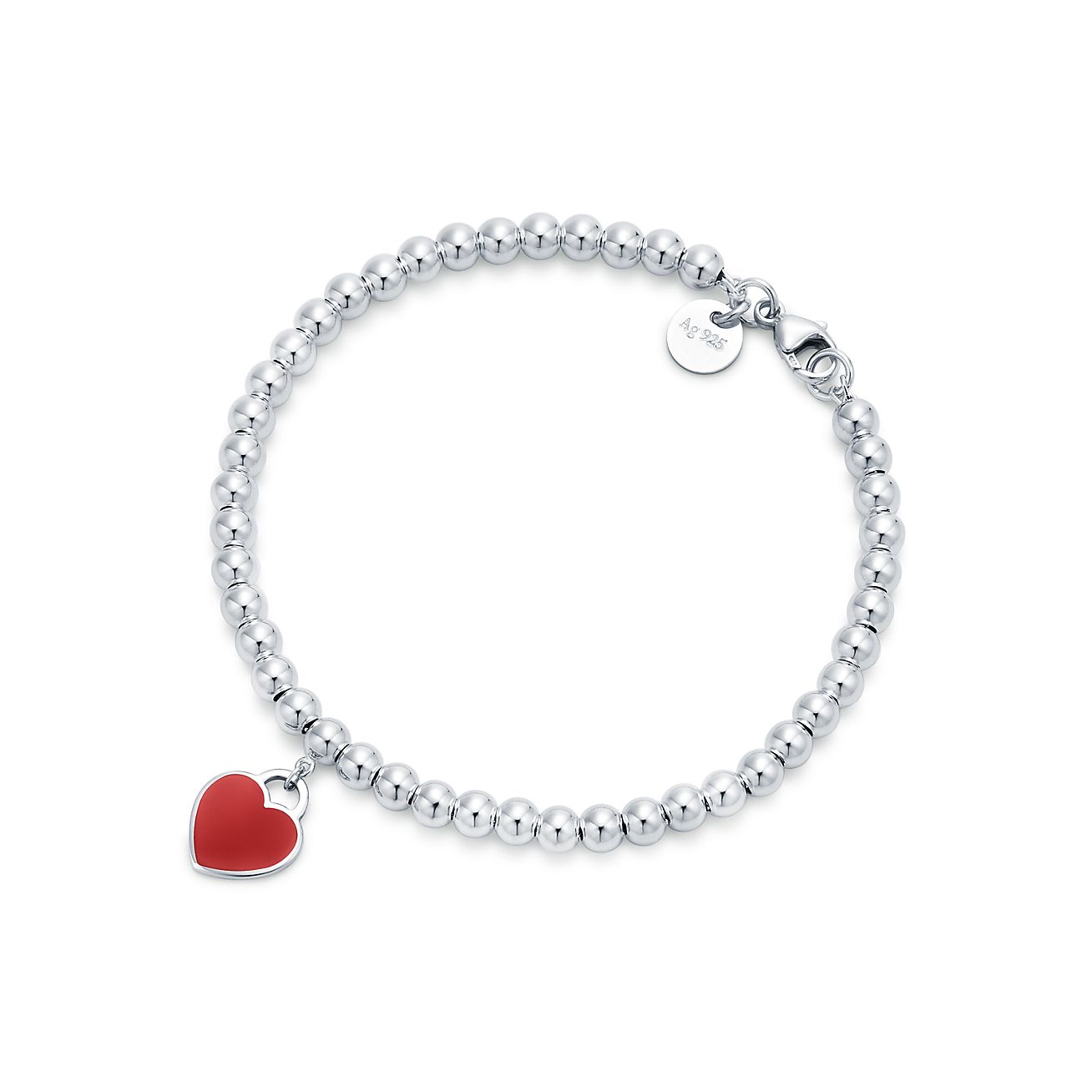 Bratara din argint 925 rodiat model Tiffany cu charm inima rosie Bratara Lasardo Gioielli