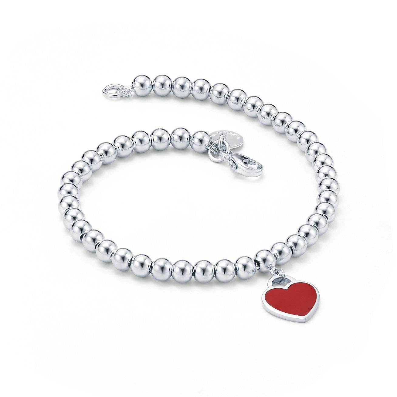 Bratara din argint 925 rodiat model Tiffany cu charm inima rosie Bratara Lasardo Gioielli