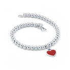 Bratara din argint 925 rodiat model Tiffany cu charm inima rosie Bratara Lasardo Gioielli