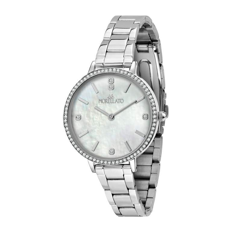 Ceas de dama Morellato 1930, quartz japonez VJ20, otel inoxidabil argintiu, cadran rotund sidef cu cristale, 32 mm"