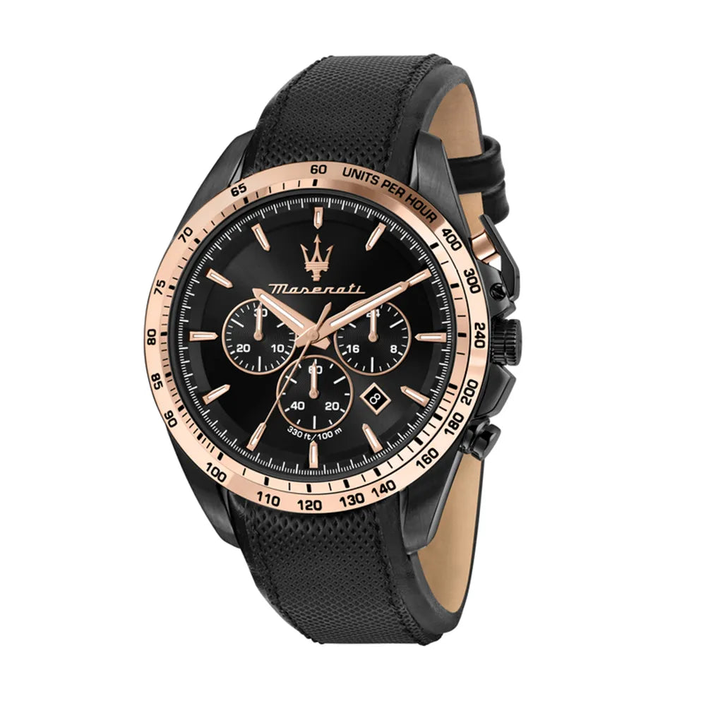 ceas maserati negru cu rose gold