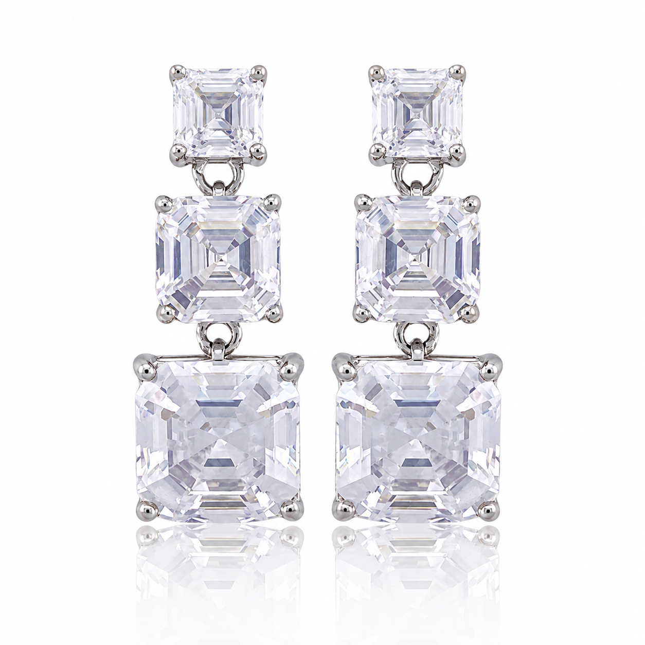 Cercei Punto Luce Trilogy din Argint 925 Rodiat cu Diamante CZ Cercei Lasardo Gioielli