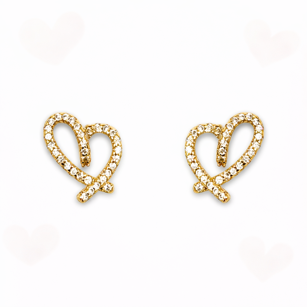 cercei aurii in forma de inima din argint 925 rodiat