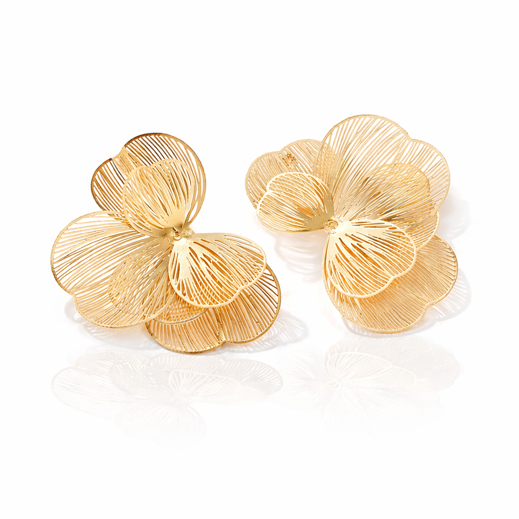 cercei aurii floare poza de produs