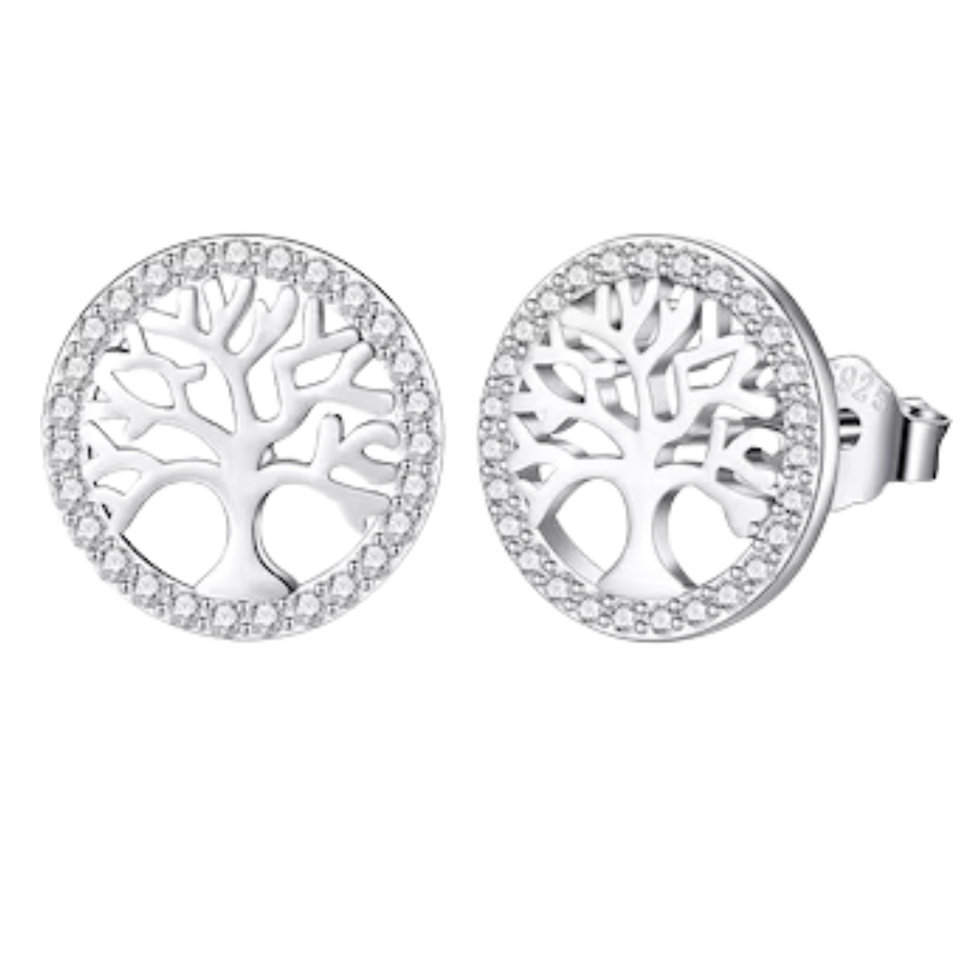 cercei din argint 925 rodiat cu pomul vietii diamante cz