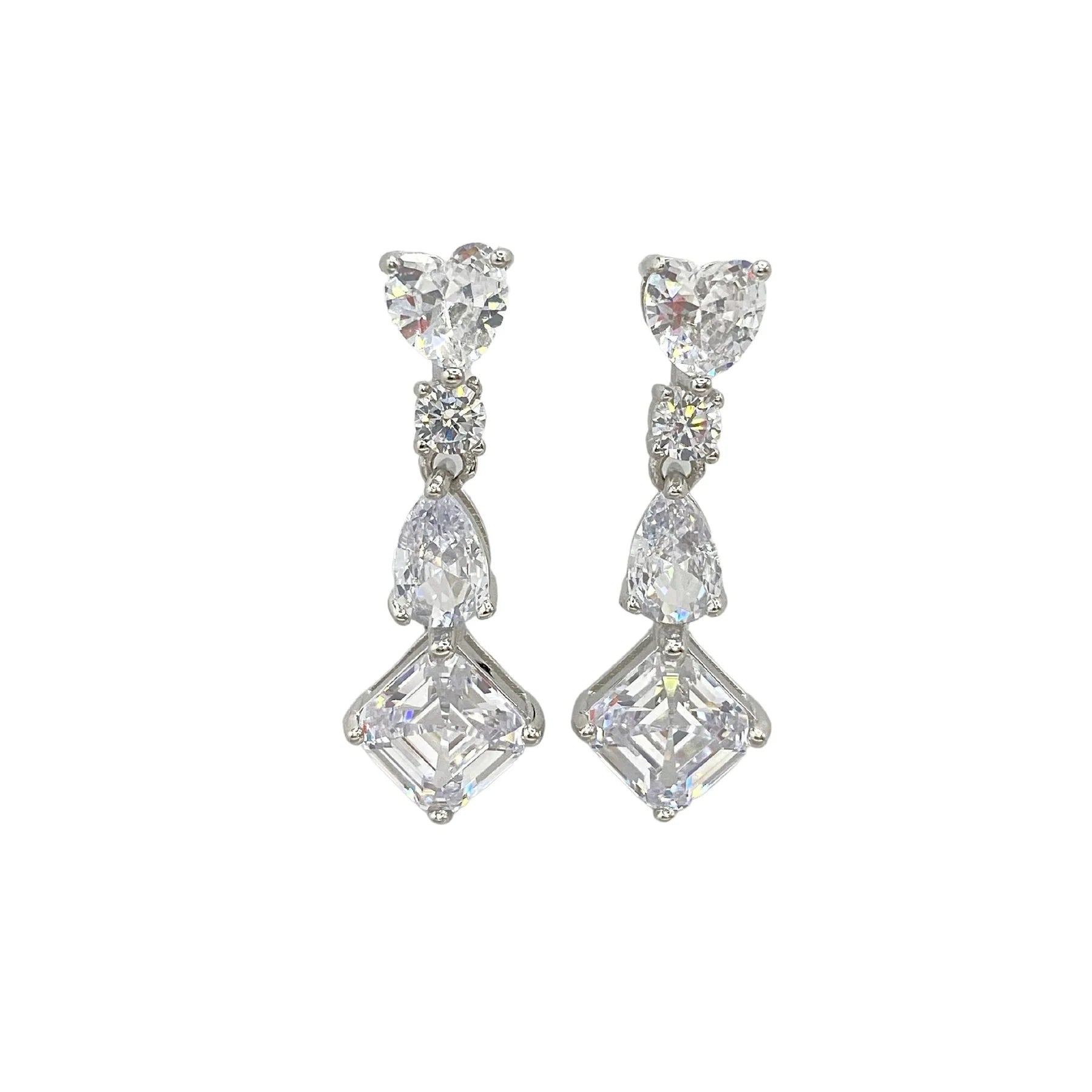 Cercei din argint 925 rodiat cu diamante CZ albe cu diverse taieturi Cercei Lasardo Gioielli