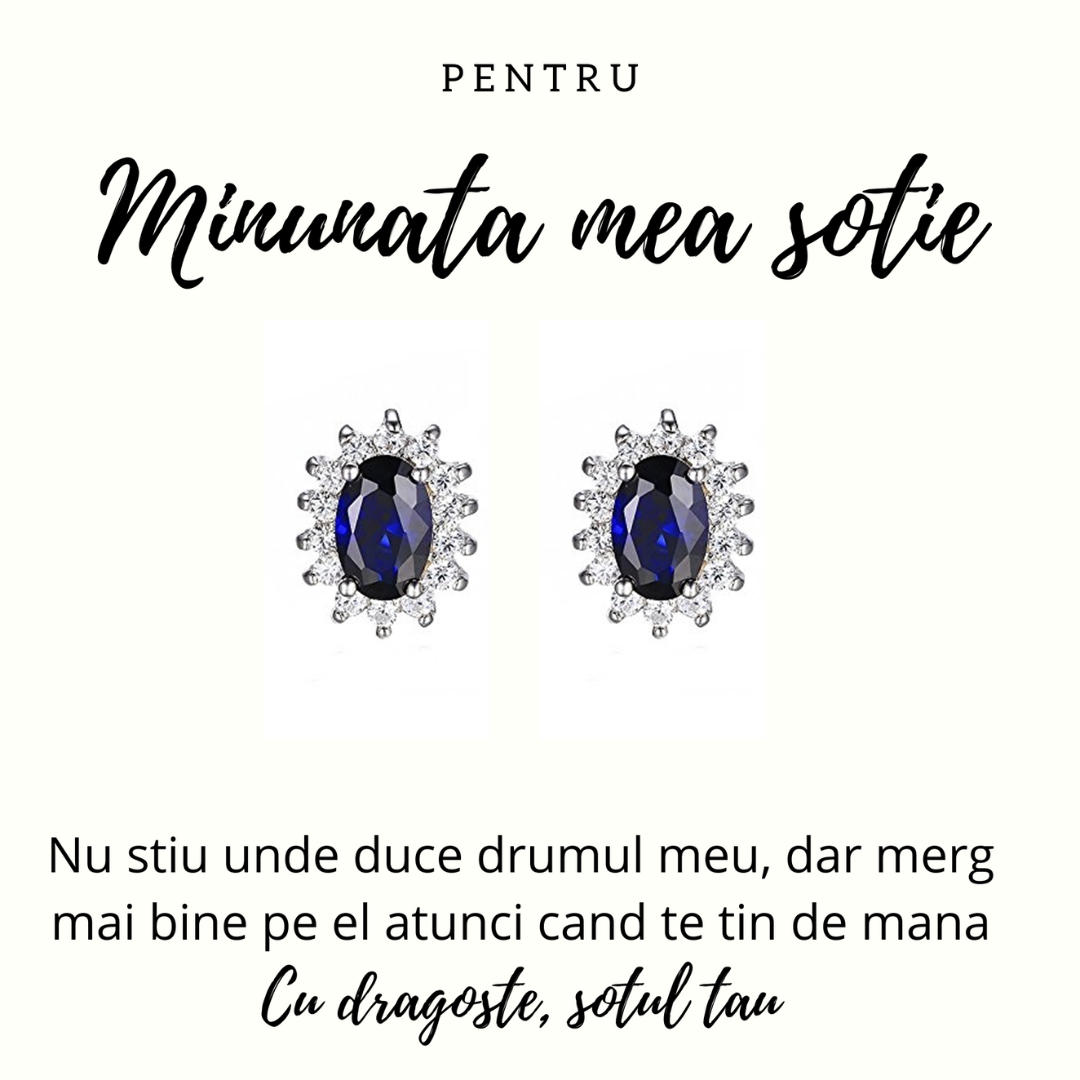 Cercei argint 925 cu safir si diamante CZ Cercei Lasardo Gioielli