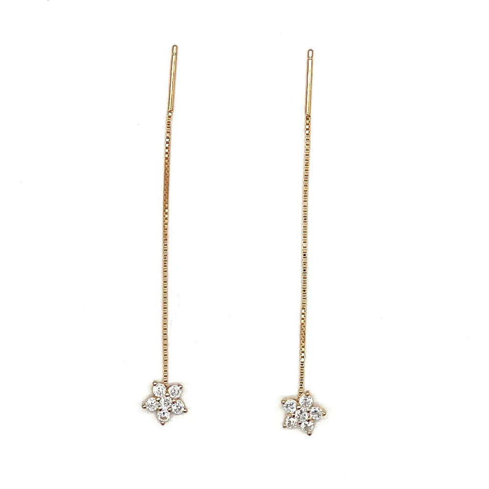 Cercei din argint 925 rodiat auriu cu flori Cercei Lasardo Gioielli