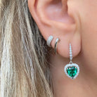 Cercei din argint 925 rodiat cu diamante si smarald CZ in forma de inima Cercei Lasardo Gioielli